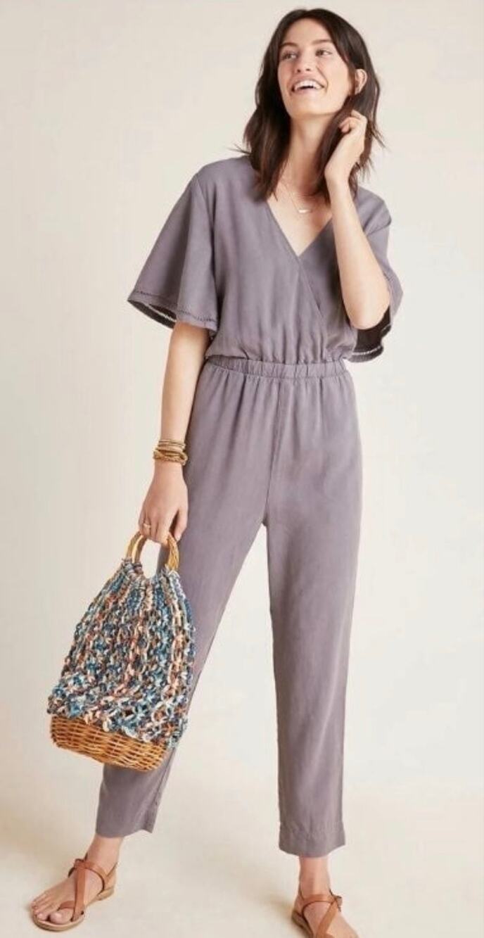 Anthropologie Cloth & Stone Tencel Jumpsuit in Dusty Mauve Size Small